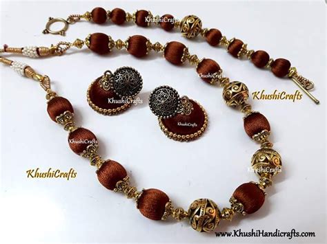 Buy Bronze shade Silk Thread jewellery set online in India at Low ...