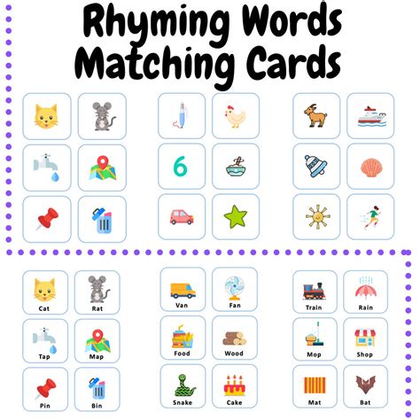 Rhyming Words Matching Cards - Etsy