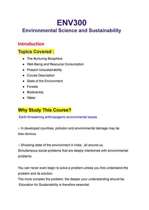 Environmental Science and Sustainability-Introduction-Lecture 1 ...