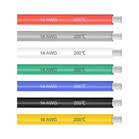 Silicone Wire 14 Gauge Electric Wire Stranded Copper Wire 3 ft 7 Colors ...