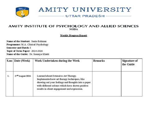 WPR 1 - weekly progressive report - NOIDA Weekly Progress Report Name ...
