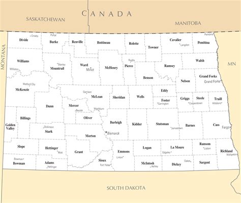 North Dakota Cities And Towns • Mapsof.net