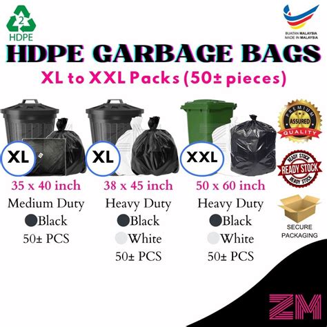 Garbage Plastic Bag XL XXL Heavy Duty 垃圾袋 HDPE Plastik Beg Sampah Plain ...