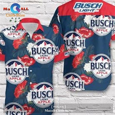 Beer Hawaii Shirt Busch Light Apple Logo Hibiscus Flower Pattern Blue ...