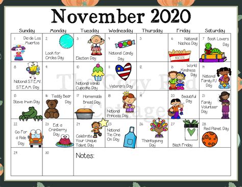 The Cozy Red Cottage: November Holiday Calendar