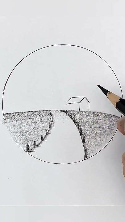 Super easy landscape drawing#pencildrawing #landscapepainting # ...