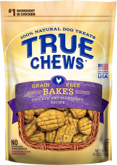 True Chews Chicken & Blueberry Grain-Free Bakes Dog Treats, 8-oz bag ...