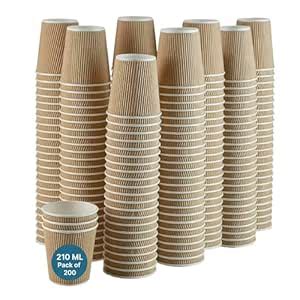 Kaagat® 210 ML, 200 Count Disposable Ripple Paper Cups, Eco-Friendly ...