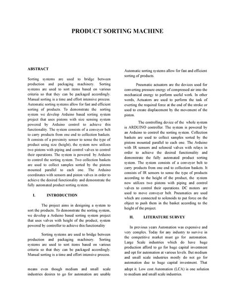 2020-110110 - dafsdfds - PRODUCT SORTING MACHINE ABSTRACT Sorting ...