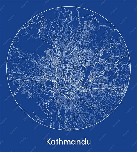 Premium Vector | City Map Kathmandu Nepal Asia blue print round Circle vector illustration
