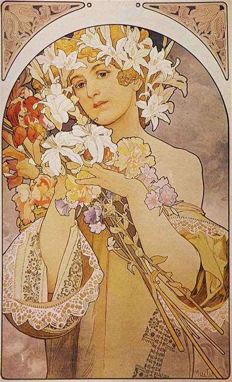 Alphonse Mucha "Flower" | Art nouveau illustration, Mucha art, Art ...