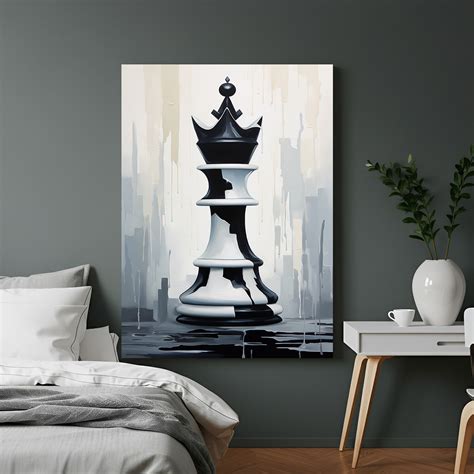 Chess King Modern Art – Painted Style Canvas Wall Decor – CIPHER SPACES