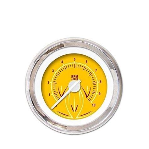Aurora Instruments 5722 Pinstripe II Yellow Tachometer Gauge (White ...