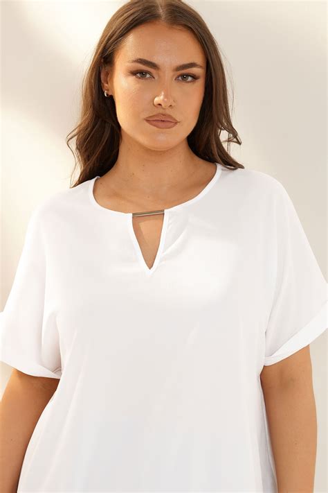 YOURS Plus Size White Notch Neck Blouse | Yours Clothing