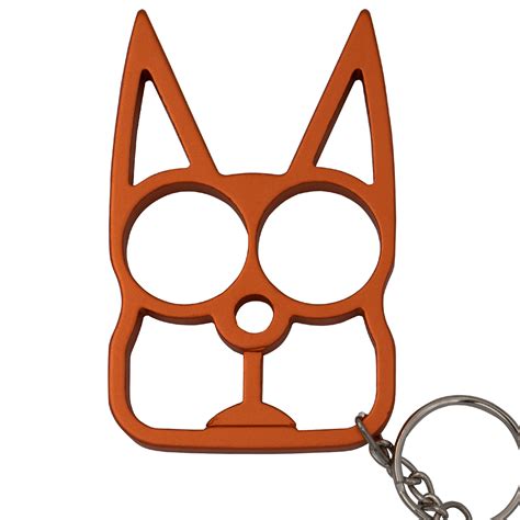 CAT Self-Defense Solid Steel Public Safety Keychain Knuckles, Orange
