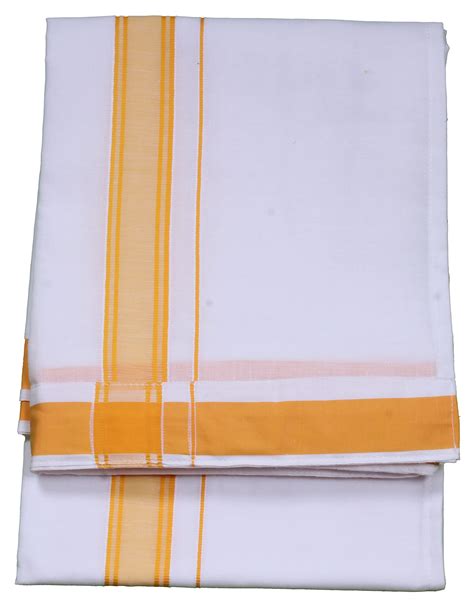 Buy THARUNSHA ELITE 100% Cotton Men's Velcro Pocket Dhoti/Jari Border ...