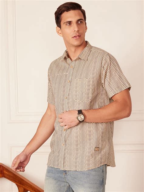 DENNISON Men Beige Block Printed Shirt – Dennison Fashion India
