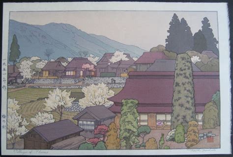 Toshi Yoshida, Village of Plums | Japanese woodblock printing, Japanese ...