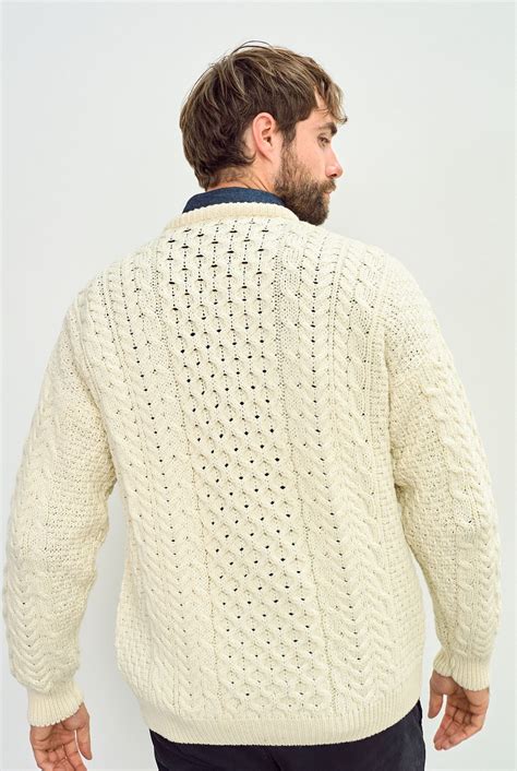 Inisheer Aran Wool Mens Sweater | Cream | Aran Woollen Mills