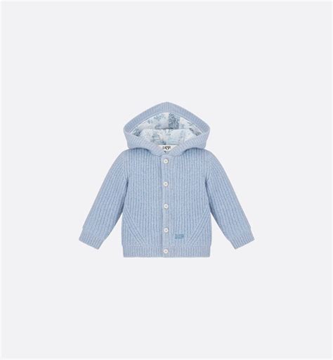 Baby Hooded Cardigan Light Blue Alpaca and Wool Blend Knit and Ivory ...