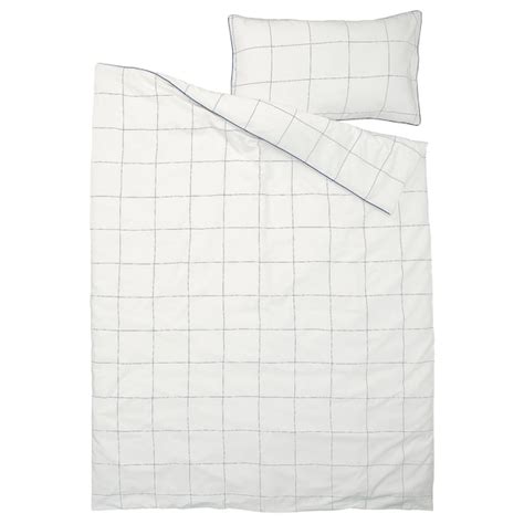 BREDVECKLARE duvet cover and pillowcase, white blue/check, 150x200 ...