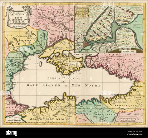This 1730 map of the Black Sea by Matthaus Seutter provides a detailed ...