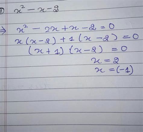 x square minus x minus 2 split the middle term - Brainly.in