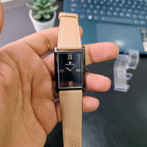 Franklord Dusky Royale Black Dial Rectangular Watch with Beige Strap ...