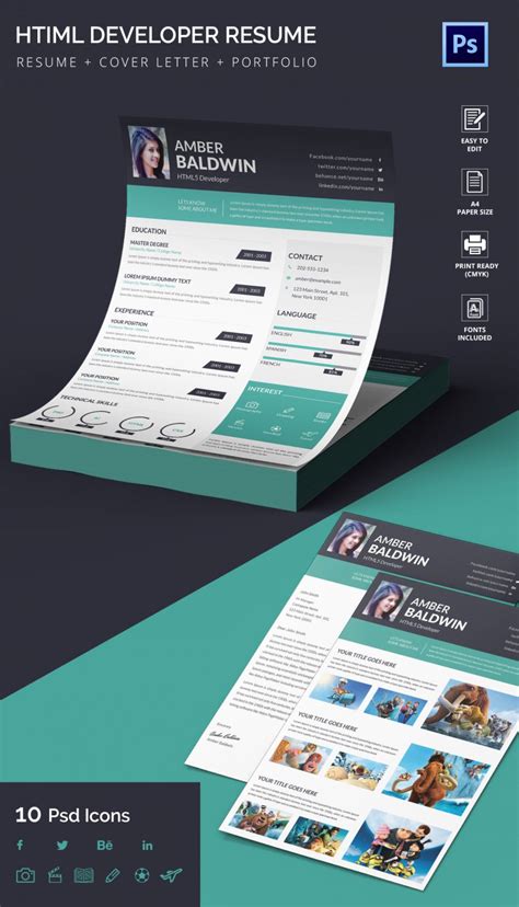 HTML5 Developer Resume 的图像结果