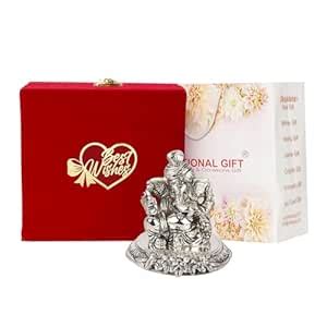 Buy INTERNATIONAL GIFT Silver Ganesh Idol Oxidized Finish with Best ...
