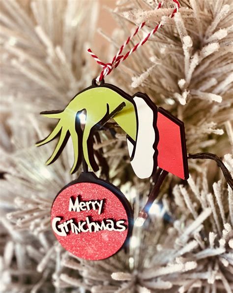 Grinch Hand Holding Ornament. Christmas, Laser File. Merry Grinchmas ...