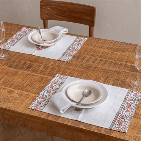 Daffodil Block Print Table Mat (Set of 2)