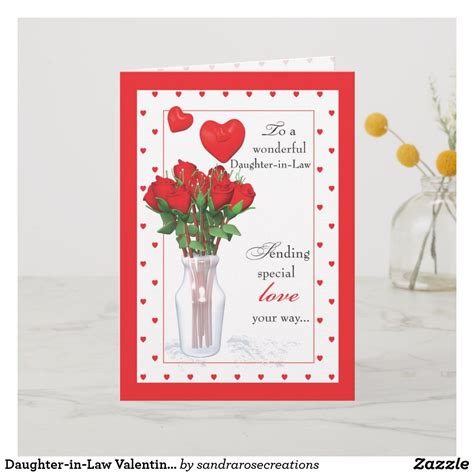 Daughter-in-Law Valentine's Day Red Roses Hearts Holiday Card | Zazzle ...