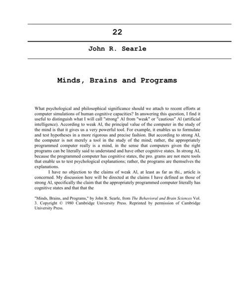 Minds, brains, and programs | Behavioral and Brain Sciences | Cambridge Core