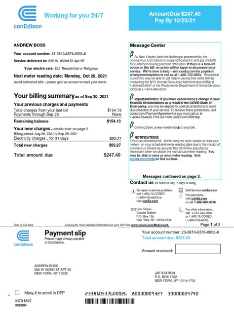 Con Edison Bill Andrew Boss Sep 2021 PDF | PDF | Payments