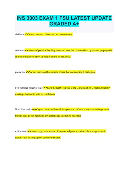 INS 3003 EXAM 1 FSU LATEST UPDATE GRADED A+ - INS 3003 FSU - Stuvia US