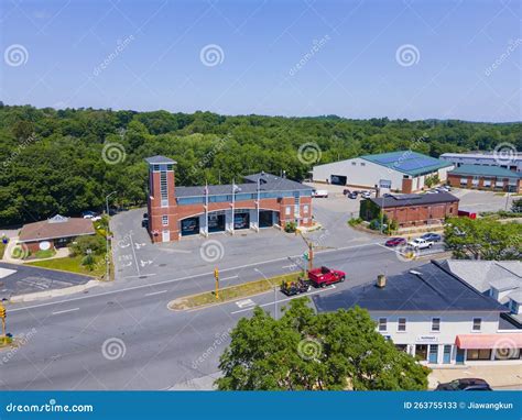 Wellesley Town Center Aerial View, MA, USA Stock Image - Image of ...