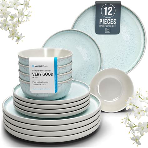 12 Piece Dinnerware Sets for 4 - Modern Style Stoneware Dinnerware Set ...