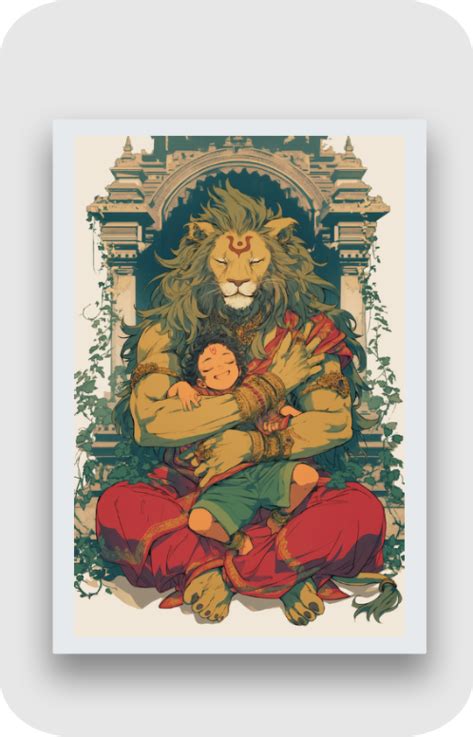 A5 Sticker of Narasimha Swamy Hugging and Protecting Prahlada – Custom ...