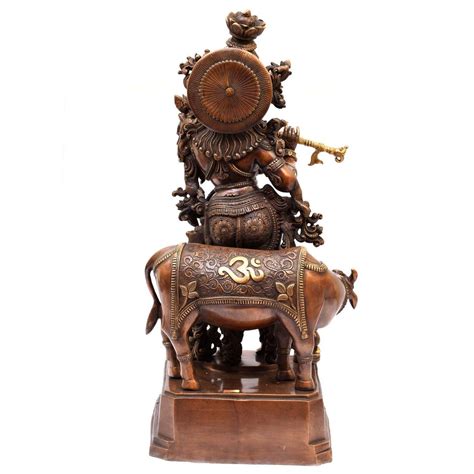 BRASS KRISHNA COW WITH CALF STANDING