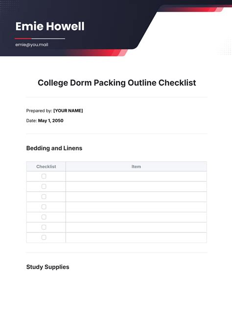 Free College Dorm Checklist Templates, Editable and Printable