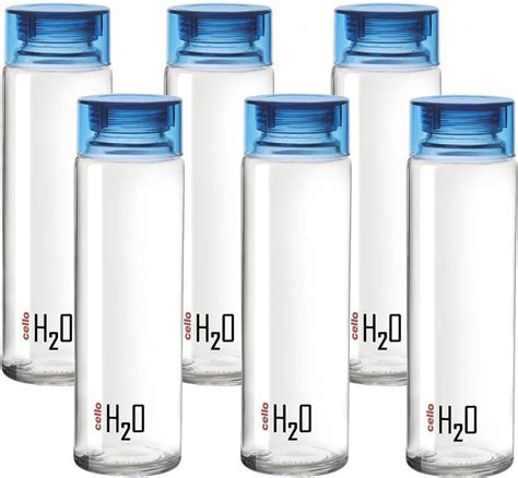 cello H2O Glass Fridge Water Bottle with Plastic Cap 1000 ml Glass ...