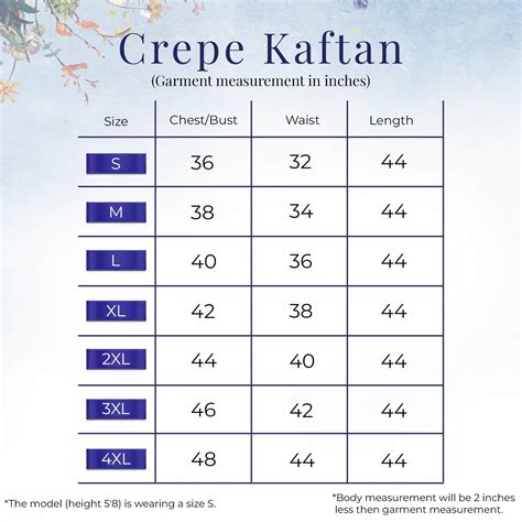 Crepe Kaftan Size Chart – Jaipurhues.com