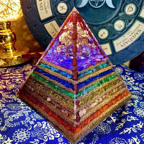Elegant Tree of Life Seven Chakras Orgonite Pyramid - Orgone Pyramids