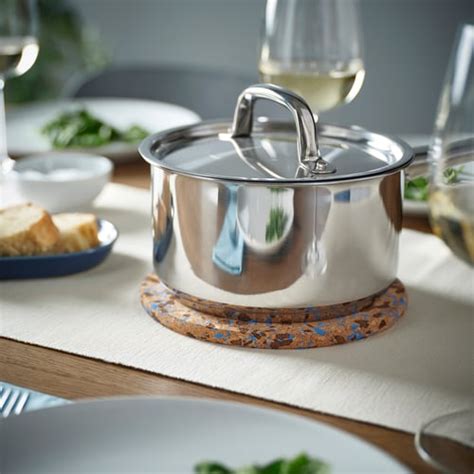 HEAT pot stand, cork patterned/light blue, 19 cm (7") - IKEA