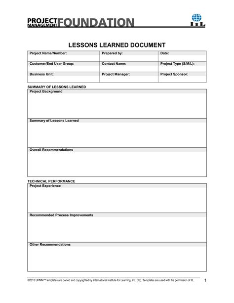 Free Printable Lessons Learned Templates (Excel, PDF, Word) Project Example