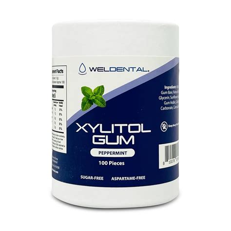 Amazon.com : Weldental Xylitol Gum, Plastic-free Package, Cardboard tube 100 Count Peppermint ...