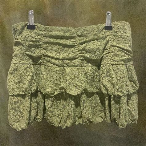 Expired girl green lace ruffled mini skirt. Never... - Depop