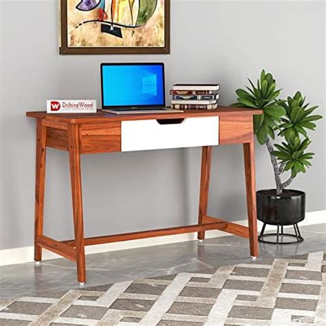 DEMIWALL Sheesham Wood Office Table for Office Work | Wooden Study ...