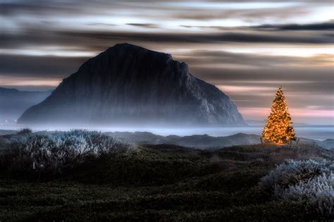 Merry Christmas Morro Bay Redux | Christmas landscape, Christmas ...